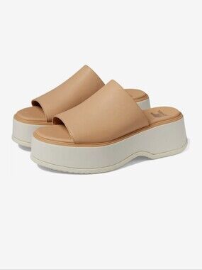 Sorel Beige Platform Slide Sandals - Women